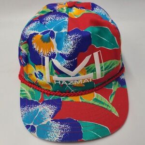 Vintage‎ Floral Hat Snapback Nissin Red Blue Rope Hazmat All Over Print Tropical